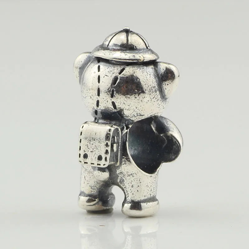 School Bear Charms Silver 925 Beads for Bracelet Jewelry Making