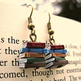 School Retro Library Pile Of Books Earrings