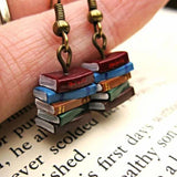 School Retro Library Pile Of Books Earrings