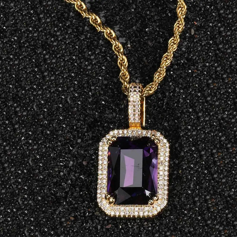 Scooya Gemstone Pendant Hip Hop Necklace