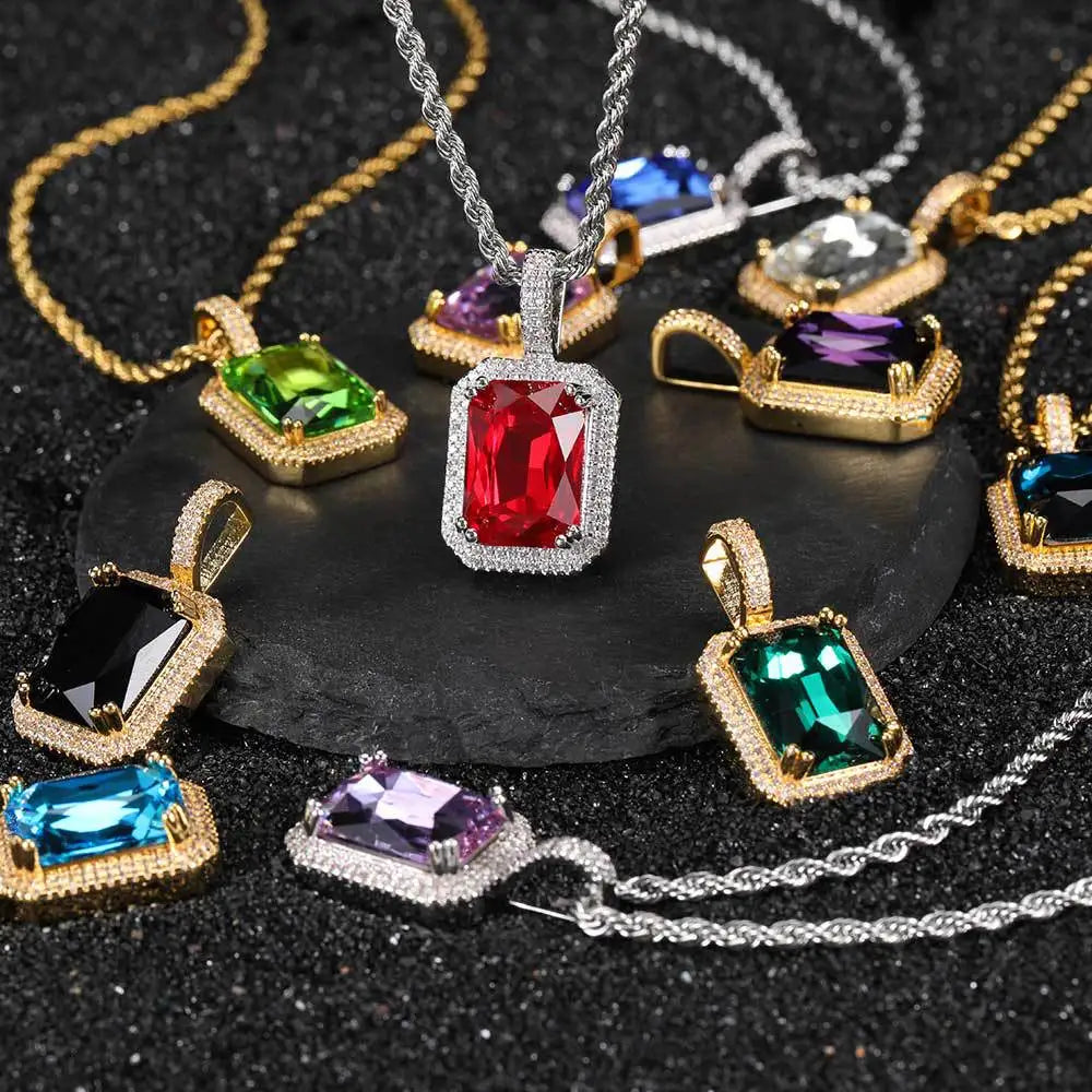 Scooya Gemstone Pendant Hip Hop Necklace