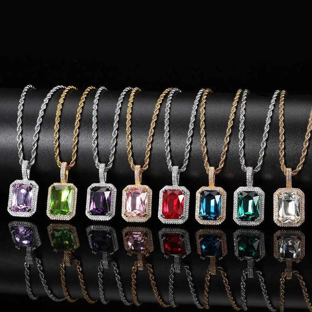 Scooya Gemstone Pendant Hip Hop Necklace