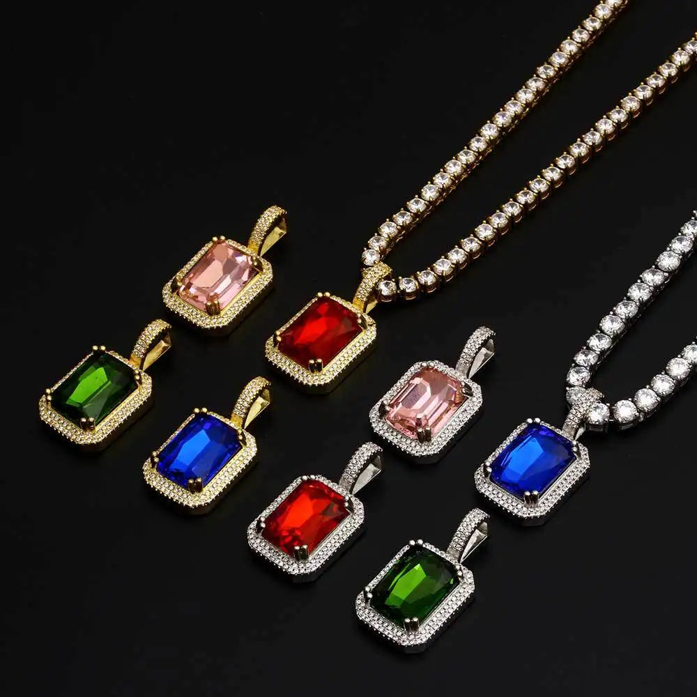 Scooya Gemstone Pendant Hip Hop Necklace