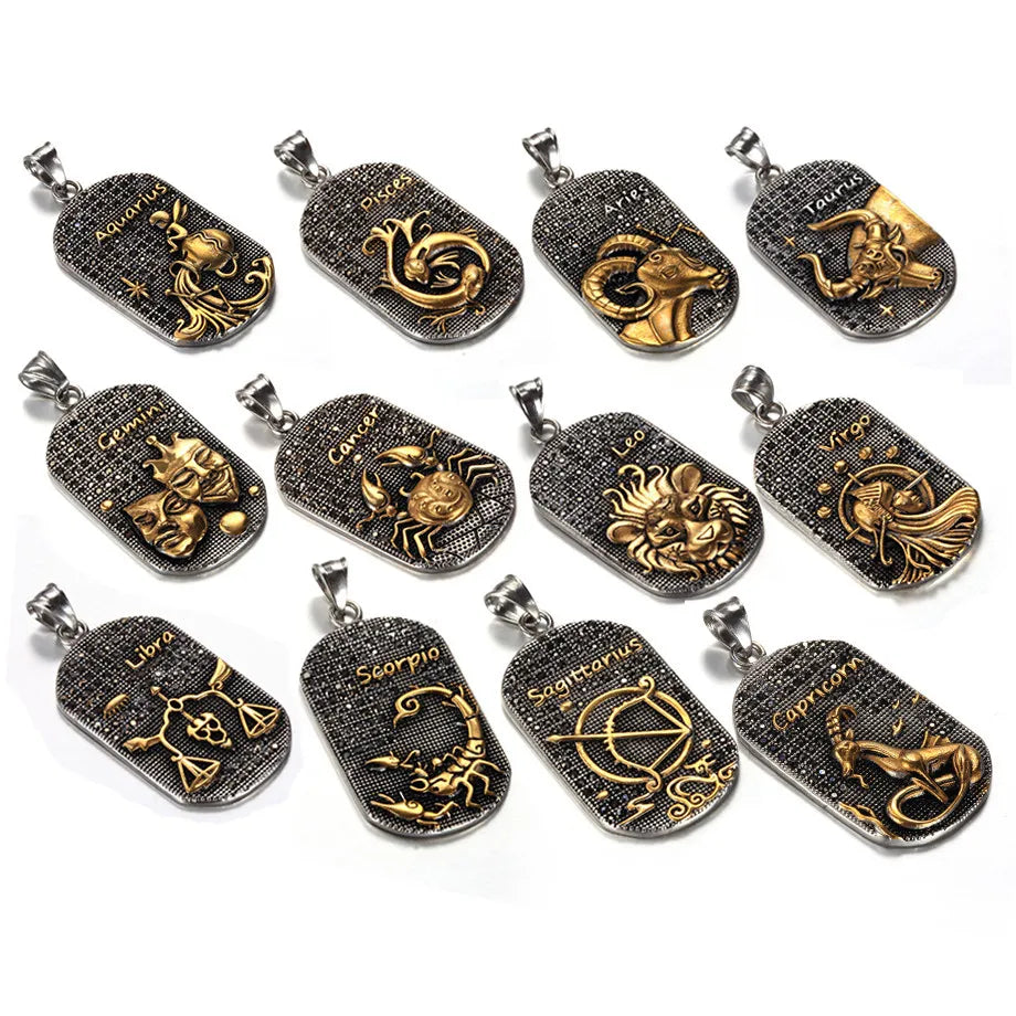 Scorpio 12 Constellations Necklace Stainless Steel Amulet Pendant