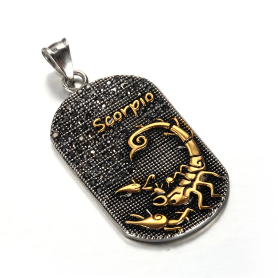 Scorpio 12 Constellations Necklace Stainless Steel Amulet Pendant