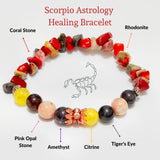 Scorpio Women Bracelet Rhodonite, Coral Stone, Opal Stone, Citrine,Amethyst