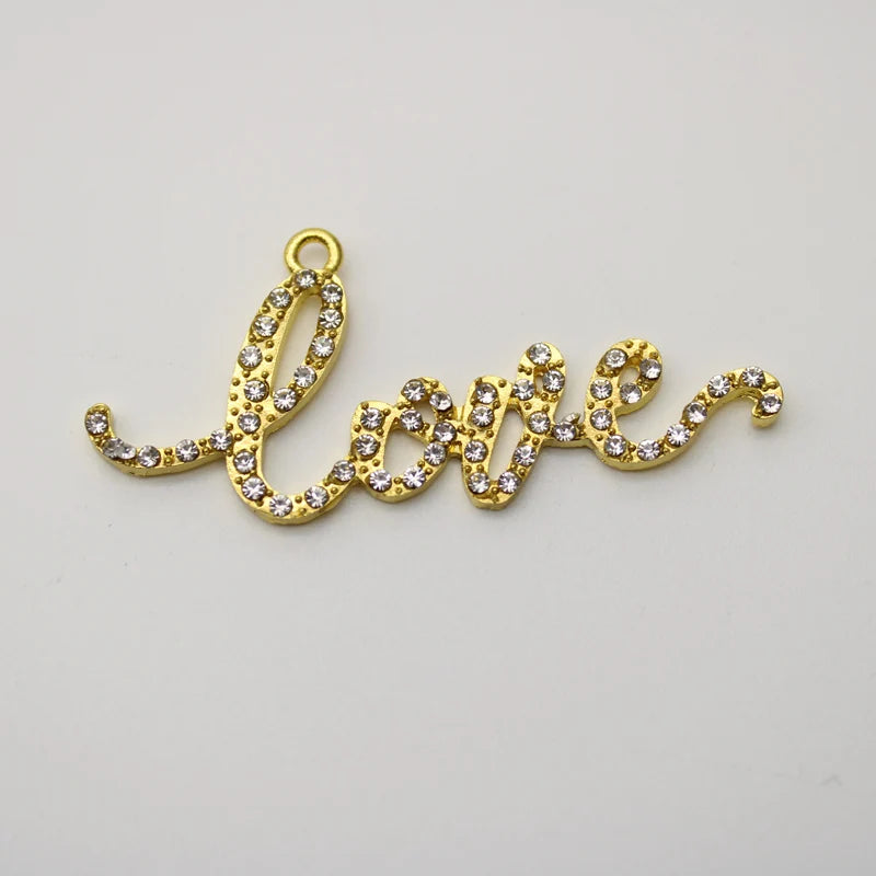 Rhinestone Love Charms Pendant Lots Jewelry Accessories