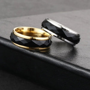 Crystal Finger Ring 8mm Men's Wedding Band Size 6.5-11.5