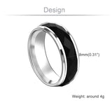 Crystal Finger Ring 8mm Men's Wedding Band Size 6.5-11.5