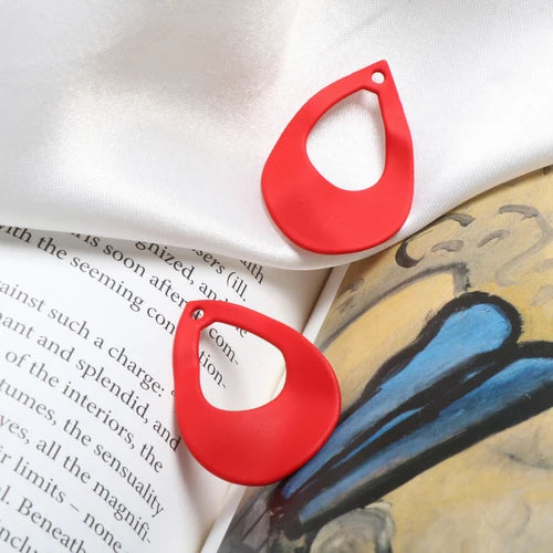 Rubber Painting Hollow Round Drop Pendant DIY Jewelry Earrings