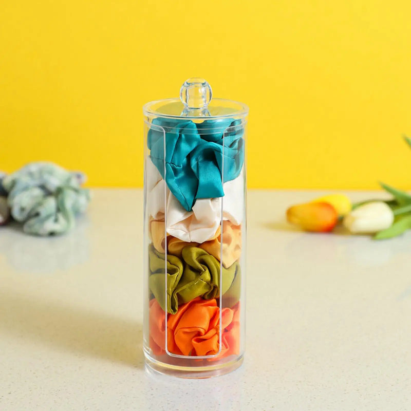 Clear Acrylic Scrunchie Holder Stand with Lid - Hair Band Organizer