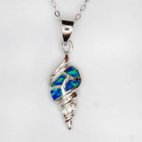 Sea Conch Shell Opal Pendant Necklace 925 Sterling Silver Women Jewelry