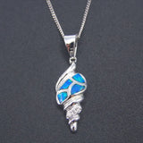 Sea Conch Shell Opal Pendant Necklace 925 Sterling Silver Women Jewelry