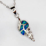Sea Conch Shell Opal Pendant Necklace 925 Sterling Silver Women Jewelry
