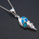 Sea Conch Shell Opal Pendant Necklace 925 Sterling Silver Women Jewelry