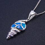 Sea Conch Shell Opal Pendant Necklace 925 Sterling Silver Women Jewelry