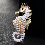 Vintage Sea Horse Brooch Wedding Hijab Pin Bouquet Jewelry