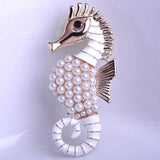 Vintage Sea Horse Brooch Wedding Hijab Pin Bouquet Jewelry
