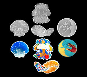 Sea Series Coaster Mold Epoxy Resin Shell Goldfish Elephant Water Coaster Silico