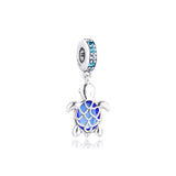 Sea Turtle Dangle Charm 925 Sterling Silver Glass Beads for Bracelet DIY