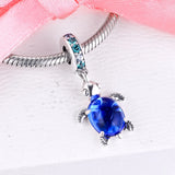 Sea Turtle Dangle Charm 925 Sterling Silver Glass Beads for Bracelet DIY