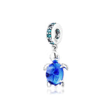 Sea Turtle Dangle Charm 925 Sterling Silver Glass Beads for Bracelet DIY