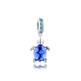 Sea Turtle Dangle Charm 925 Sterling Silver Glass Beads for Bracelet DIY