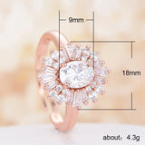 Big Oval Clear Zircon Wedding Engagement Rose Rings