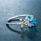 Lovely Flower Women Wedding Rings - Cubic Zirconia Silver Engagement Ring