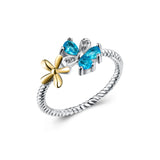 Lovely Flower Women Wedding Rings - Cubic Zirconia Silver Engagement Ring