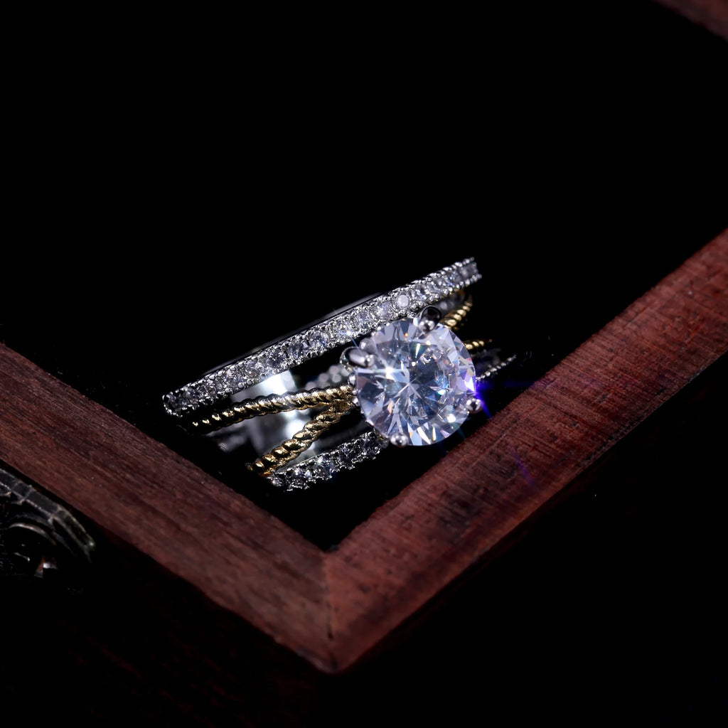 Geometric Twisted Cross Rings Wedding Engagement Jewelry