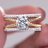 Geometric Twisted Cross Rings Wedding Engagement Jewelry