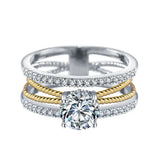 Geometric Twisted Cross Rings Wedding Engagement Jewelry