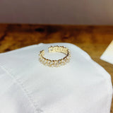 Golden Zircon Pearl Ring Adjustable Engagement Party Jewelry Gift