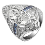 Seanlov Silver Zircon Oval Rings for Women