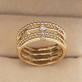 Seanlov 4 Layers Zircon Female Finger Ring Wedding Engagement Jewelry