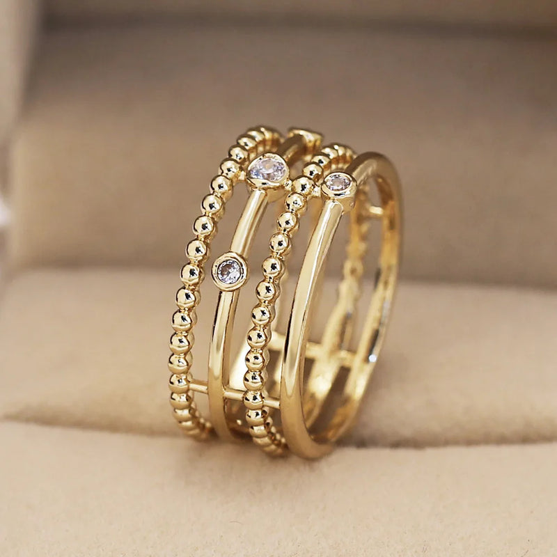 Seanlov 4 Layers Zircon Female Finger Ring Wedding Engagement Jewelry