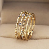 Seanlov 4 Layers Zircon Female Finger Ring Wedding Engagement Jewelry