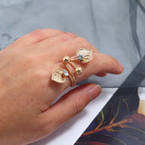 Seanlov Crystal Zircon Leaf Adjustable Rings for Women Wedding Gift