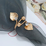 Seanlov Crystal Zircon Leaf Adjustable Rings for Women Wedding Gift
