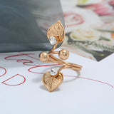 Seanlov Crystal Zircon Leaf Adjustable Rings for Women Wedding Gift