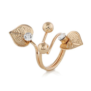 Seanlov Crystal Zircon Leaf Adjustable Rings for Women Wedding Gift
