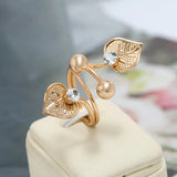 Seanlov Crystal Zircon Leaf Adjustable Rings for Women Wedding Gift