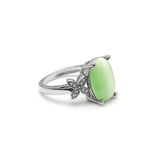 Butterfly Silver CZ Wedding Green Fire Opal Ring Women Gift
