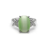Butterfly Silver CZ Wedding Green Fire Opal Ring Women Gift