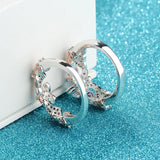 Seanlov Hot Cross Heart Silver Rings Sets Pink Zirconia Wedding Party Ring Sets