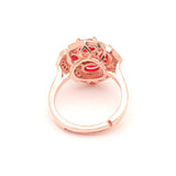 Seanlov Flower Women Ring With Big Stone Red Crystal Zircon Finger Rings