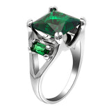 Seanlov Silver Rings For Women with Green Cubic Zirconia