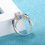 Seanlov Silver Rings With Oval CZ Crystals for Bridal Women