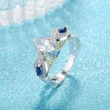 Seanlov Silver Rings With Oval CZ Crystals for Bridal Women